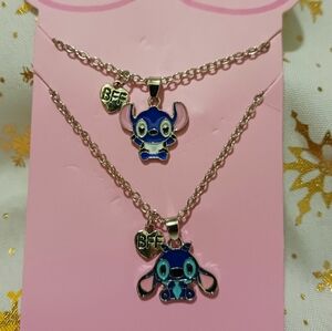 STICH BFF NECKLACE SET NEW SILVER TONE